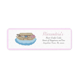 Noah's Ark Pink Baby Girl Shower Invitation
