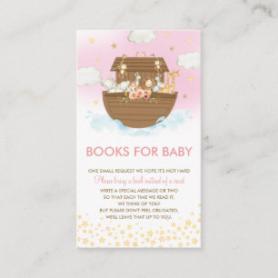 Noah's Ark Pink Baby Shower Books for Baby Enclosure Card