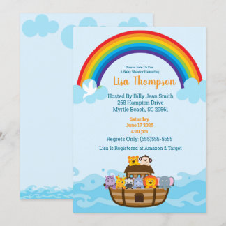 Noah's Ark Rainbow Baby Shower Invitation