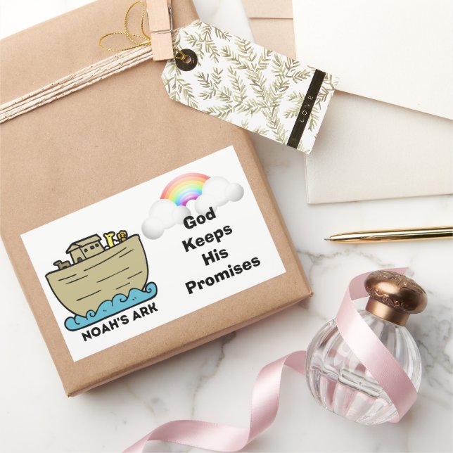 Noah's Ark Rainbow God's Promises Rectangular Sticker (Gifting)
