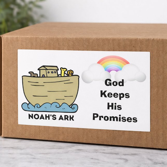 Noah's Ark Rainbow God's Promises Rectangular Sticker (Creator Uploaded)