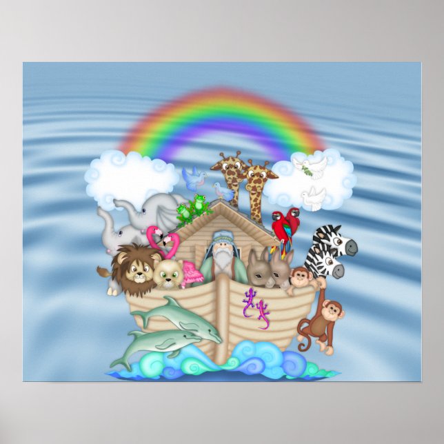 NOAHS ARK Rainbow NURSERY DECORATION MURAL (Front)