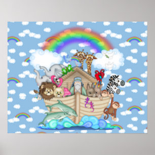 NOAHS ARK Rainbow NURSERY DECORATION Poster