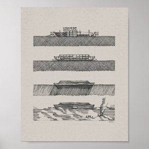 Noah's Ark Sketches - Bible Art, Nautical Wall Poster