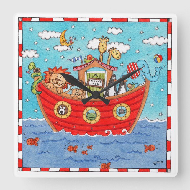 Noah's Ark  Square Wall Clock (Front)