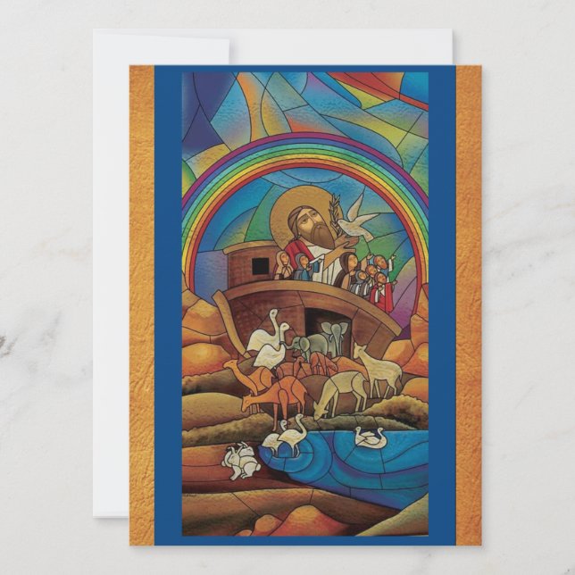 Noah's Ark stained glass look flat card (Front)