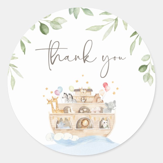 Noah's Ark Thank You Sticker (Front)