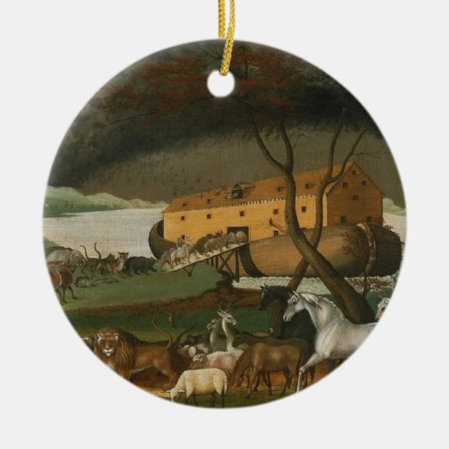 Noah's Ark vintage religious painting ornament (Front)