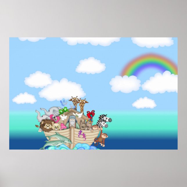 Noahs Ark Wall Mural Poster Baby Nursery Kids Room (Front)
