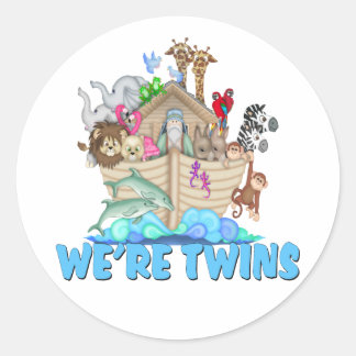 Noah's Ark We're Twins Classic Round Sticker