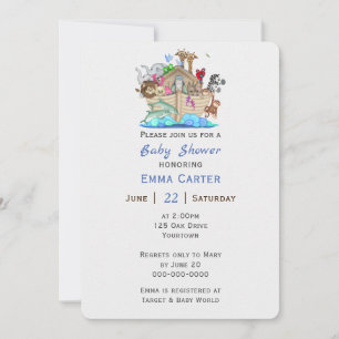 Noah's Ark with Animals Baby Shower Invitation