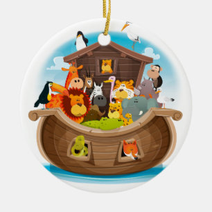 Noah's Ark With Jungle Animals Ceramic Tree Decoration