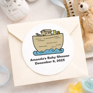 Noah's Art Cute Baby Shower Gender Neutral Classic Round Sticker
