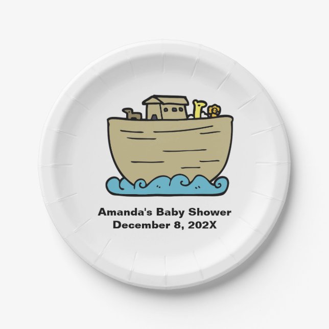 Noah's Art Cute Baby Shower  Paper Plate (Front)