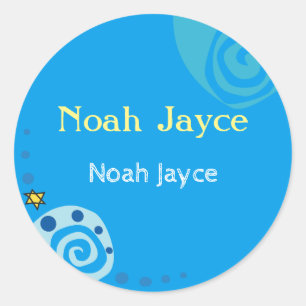 NOAH'S WAVES Bar Bat Mitzvah Invitation Classic Round Sticker