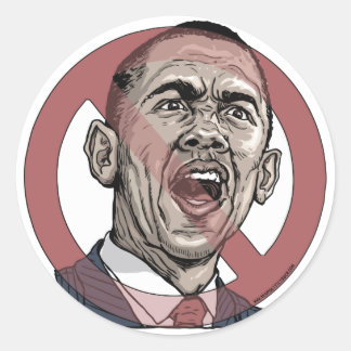 Nobama Anti Obama Circle Slash Gear Classic Round Sticker