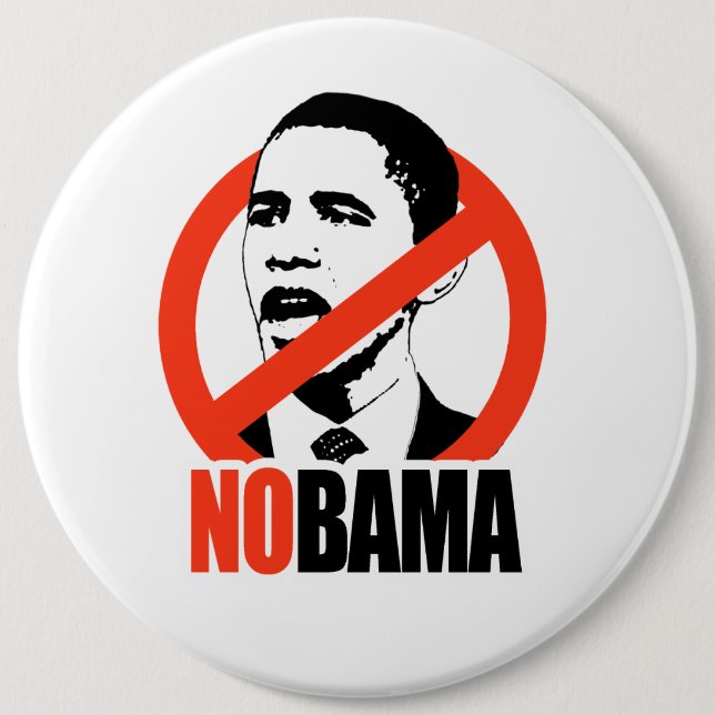 NOBAMA / ANTI-OBAMA T-SHIRT 6 CM ROUND BADGE (Front)