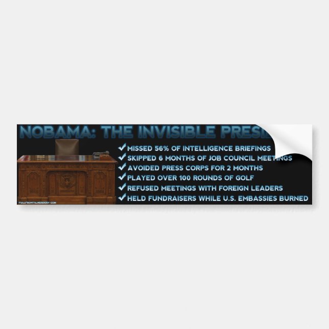 NOBAMA: The Invisible President Bumper Sticker (Front)