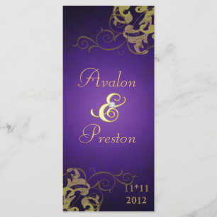 Nobel Gold Scroll Purple Wedding Program Programme