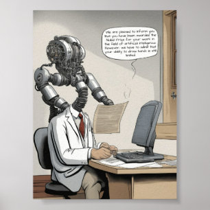 Nobel prize artificial intelligence ai cartoon poster