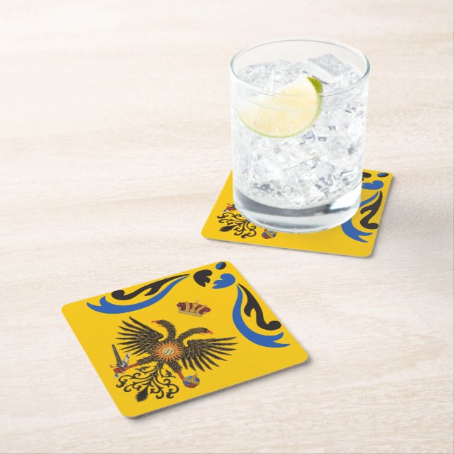 Nobile Contrada dell'Aquila Palio di Siena (Eagle) Square Paper Coaster (Insitu)