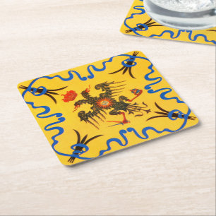 Nobile Contrada dell'Aquila Palio di Siena (Eagle) Square Paper Coaster