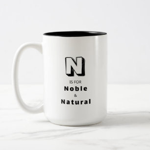 Noble and Natural N - Personalised Luxury Praise Two-Tone Coffee Mug