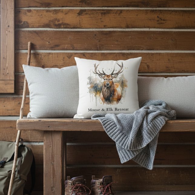 Noble Antlers: Woodland Elk Watercolor, custom Cushion (Creator Uploaded)