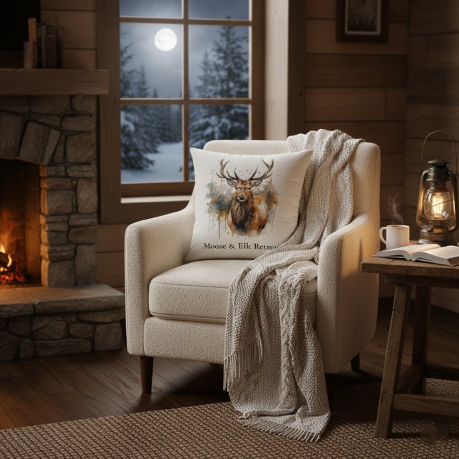 Noble Antlers: Woodland Elk Watercolor, custom Cushion (Creator Uploaded)