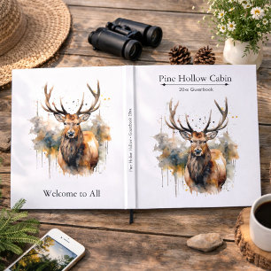 Noble Antlers: Woodland Elk Watercolor, custom Guest Book