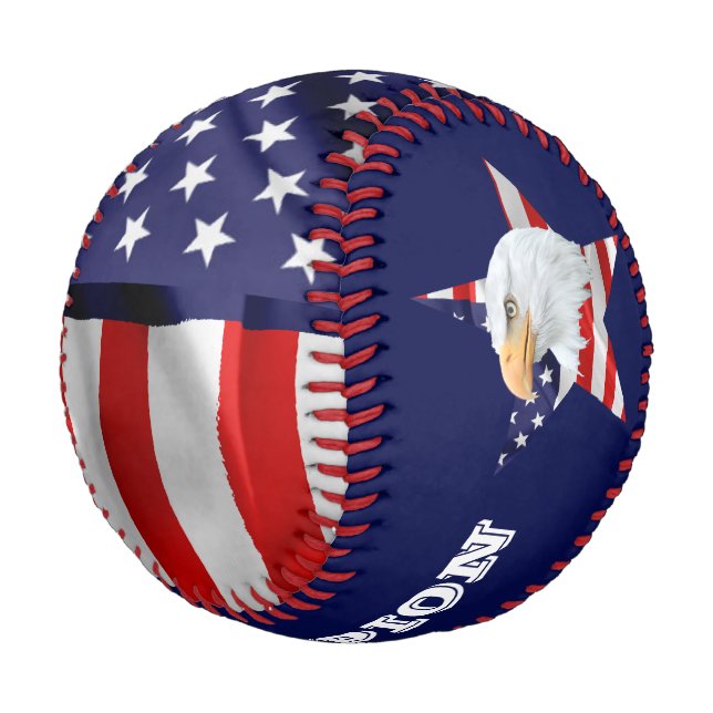 Noble Bald Eagle, The American Flag, Star Baseball (Angled)