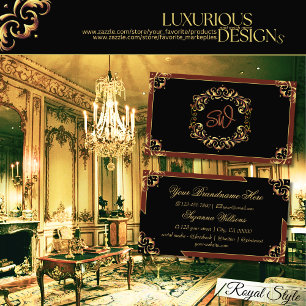 Noble Black Brown Gold with Monogram Impressive Business Card