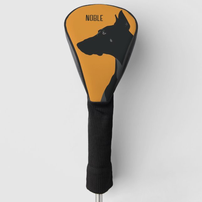 Noble Black Doberman Golf Head Cover (Front)