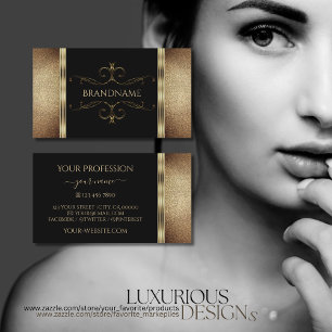 Noble Black Gold Glitter Elegant Ornate Ornamental Business Card