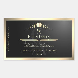 Noble Black Product Label with Gold Frame Monogram