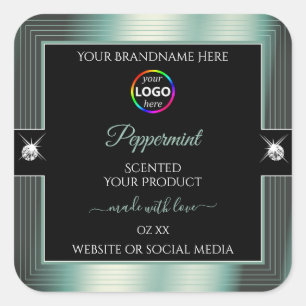 Noble Black Shiny Icy Teal with Logo Product Label