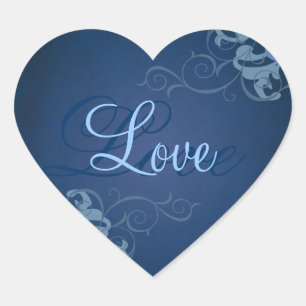 Noble Blue Scroll Heart Blue Love Sticker