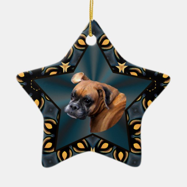 Noble Boxer Dog Star Ornament (Front)
