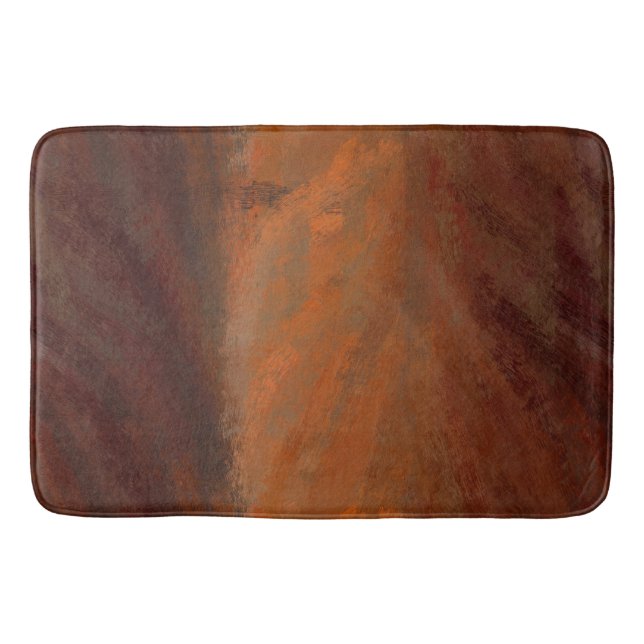 Noble brown / dark orange painted design bath mat (Front)