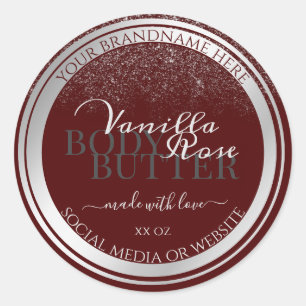 Noble Burgundy and Silver Product Packaging Labels