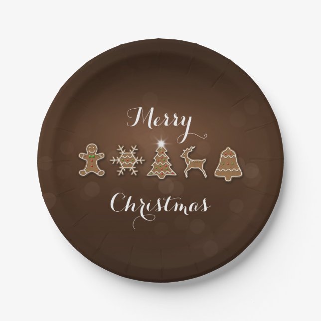 Noble Christmas Gingerbread Cookies Paper Plate (Front)