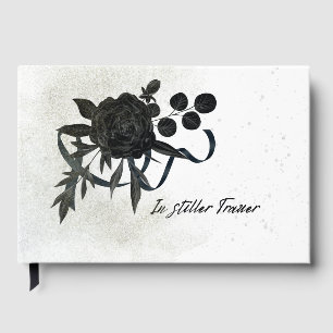 Noble Condolence Guest Book - Black Rose