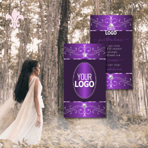Noble Dark Purple Lilac Ornate Ornaments with Logo Business Card