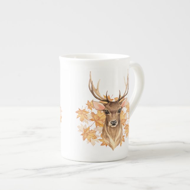 Noble deer. Autumn Bone China Mug (Front Right)