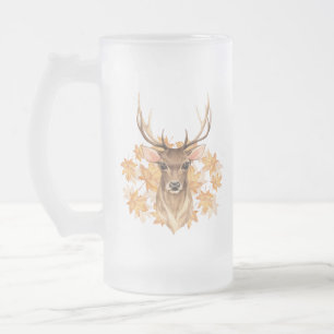 Noble deer. Autumn Frosted Glass Beer Mug