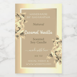 Noble Floral Gold Product Labels Candles Beauty &