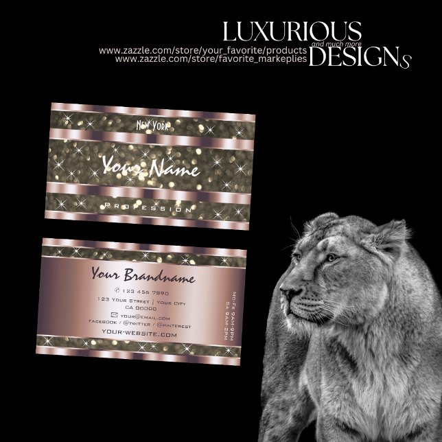  Noble Gold Glitter Sparkle Stars Rose Golden Business Card (Creator Uploaded)