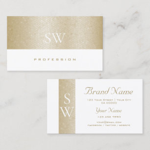 Noble Gold Pearl Shimmer Pattern with Monogram Business Card