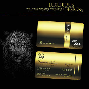 Noble Golden Decorative Shimmery Diamonds and Logo Business Card