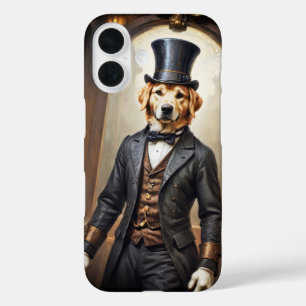 Noble Golden Retriever dog in victorian dress iPhone 16 Case